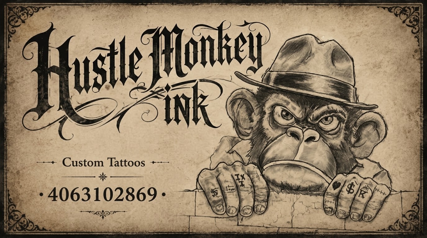 Hustle Monkey Ink Logo